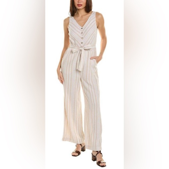 NWT Ellen Tracy Linen Blend Jumpsuit, M - Picture 1 of 3